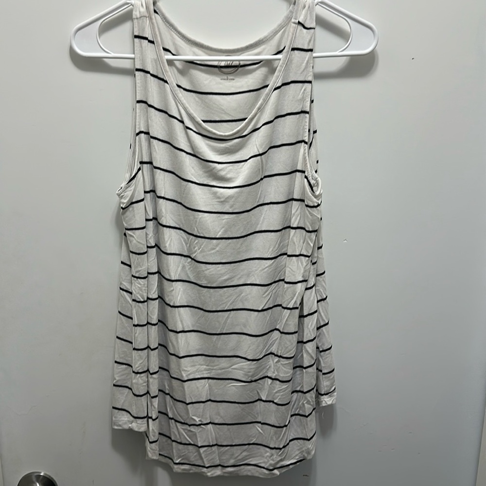 Maurices Black and White Striped Tank Top Size Large